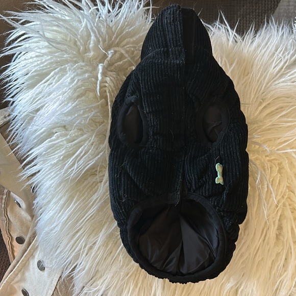 black corduroy puffy coat dog jacket - Picture 8 of 11